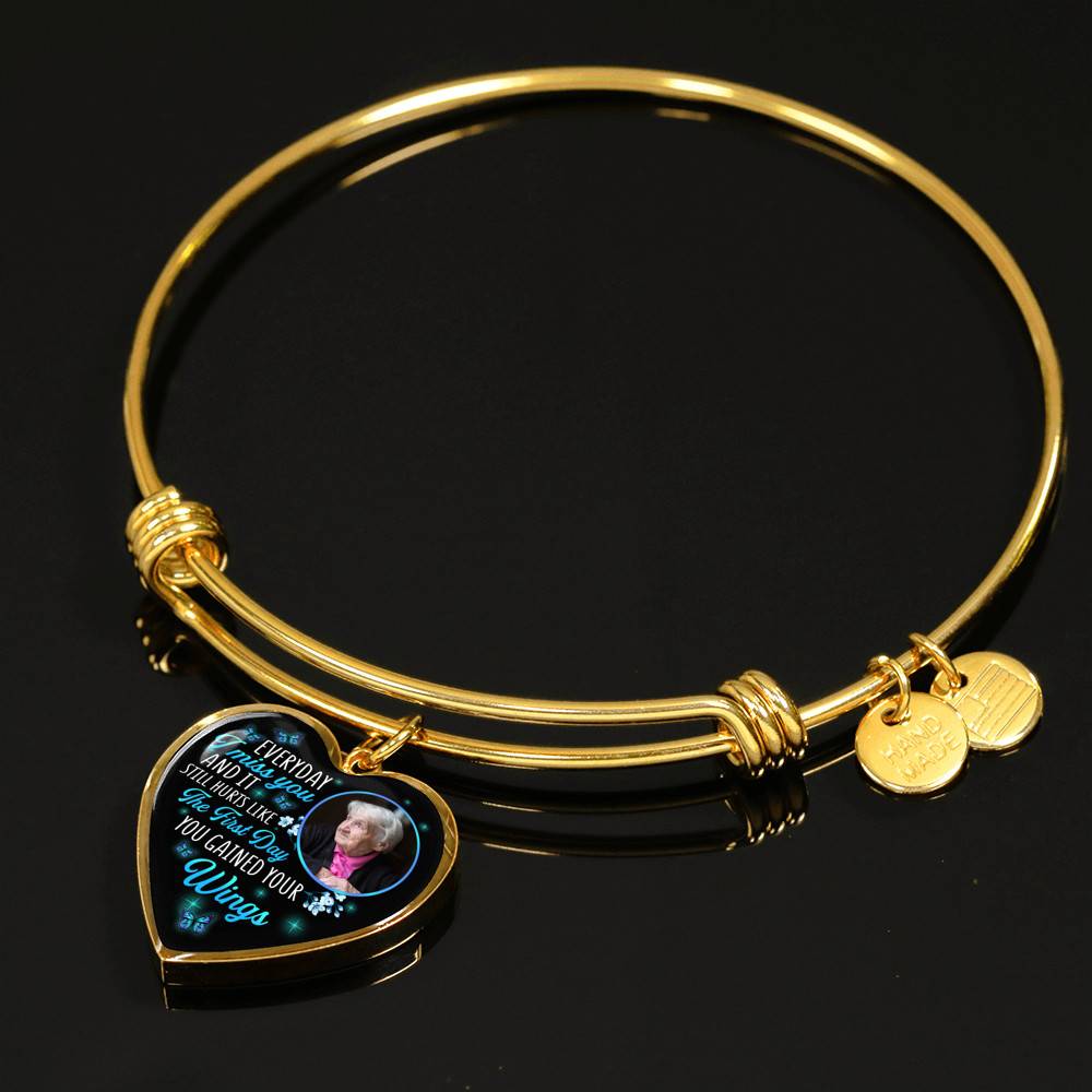 Custom Photo Everyday I Miss You And It Still Hurts Like The First Day Butterfly Memorial Heart Necklace - Bangle