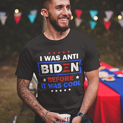 Alternative view of I Was Anti Biden Before It Was Cool T-Shirt - Funny Political T-Shirt