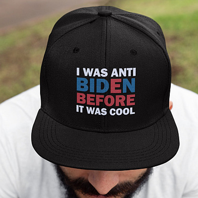 Alternative view of I Was Anti Biden Before It Was Cool Twill Cap - High-Profile Snapback Hat - Trucker Hat