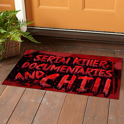 Alternative view of Serial Killer Documentaries And Chill House Doormat - Outdoor Indoor Doormat - Halloween Doormat