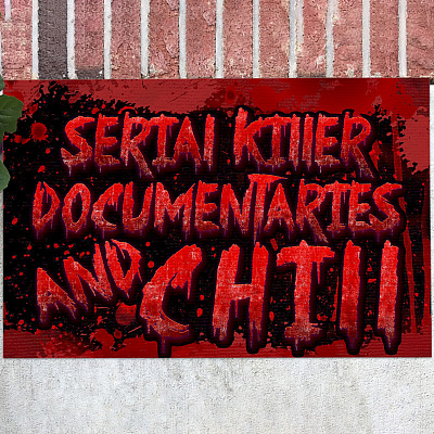 Serial Killer Documentaries And Chill House Doormat - Outdoor Indoor Doormat - Halloween Doormat