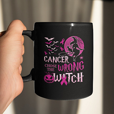 Alternative view of Halloween Cancer Choose the Wrong Witch Mug-Beer Stein-Water Bottle-Color Changing Mug-Breast Cancer Awareness Mug