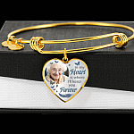 Custom Photo In My Heart Is Where I'll Keep You Forever Wings Personalized Memorial Heart Necklace - Bangle