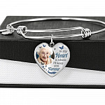 Custom Photo In My Heart Is Where I'll Keep You Forever Wings Personalized Memorial Heart Necklace - Bangle
