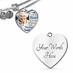 Custom Photo In My Heart Is Where I'll Keep You Forever Wings Personalized Memorial Heart Necklace - Bangle