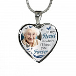 Custom Photo In My Heart Is Where I'll Keep You Forever Wings Personalized Memorial Heart Necklace - Bangle