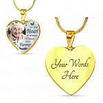 Custom Photo In My Heart Is Where I'll Keep You Forever Wings Personalized Memorial Heart Necklace - Bangle
