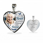Custom Photo In My Heart Is Where I'll Keep You Forever Wings Personalized Memorial Heart Necklace - Bangle