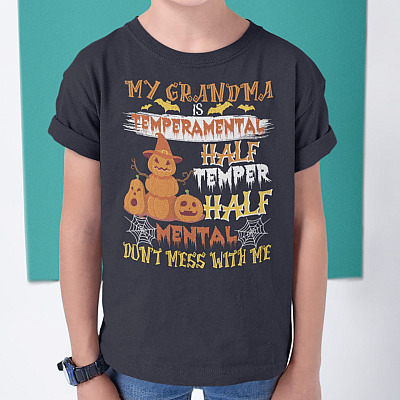 Alternative view of My Grandma Temperamental Half Temper Half Mental Don't Mess With Me Youth Tee