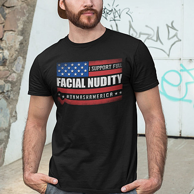 Alternative view of I Support Full Facial Nudity Hashtag Unmask America T-Shirt - Funny Sarcastic Anti Mask V-Neck Tee