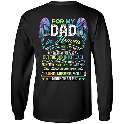 1N. For My Dad In Heaven (5), Black, Long Sleeve