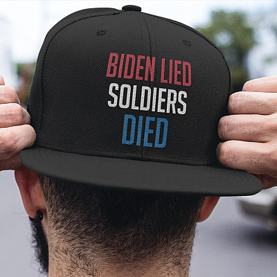 Alternative view of Biden Lied Soldiers Died Twill Cap - High-Profile Snapback Hat - Trucker Hat - Never Forget 08/26/2021 Hat