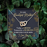 To My Beautiful Mother Today A Groom Tomorrow A Husband Forever Your Son Interlocking Hearts Pendant Necklace