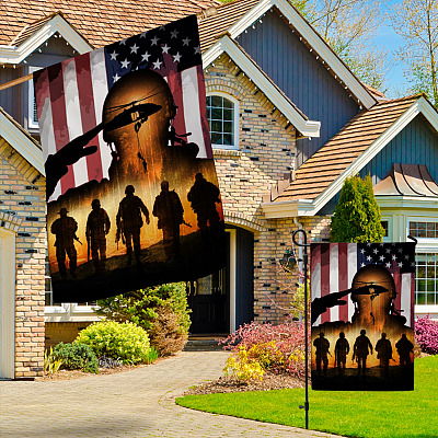 Alternative view of American Veteran Decorative Garden Flag - Indoor Outdoor Flag - House Flag - Veteran Day Flag