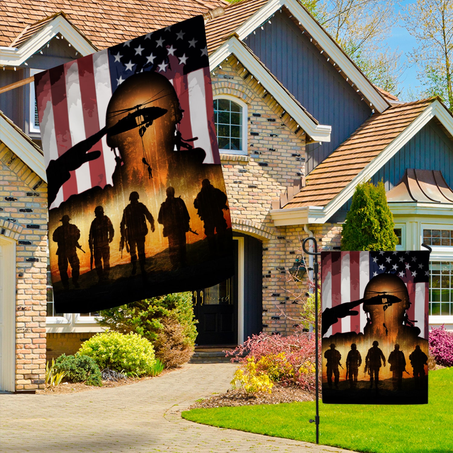 4NH. American Veteran Flag Garden & House Mockup 3