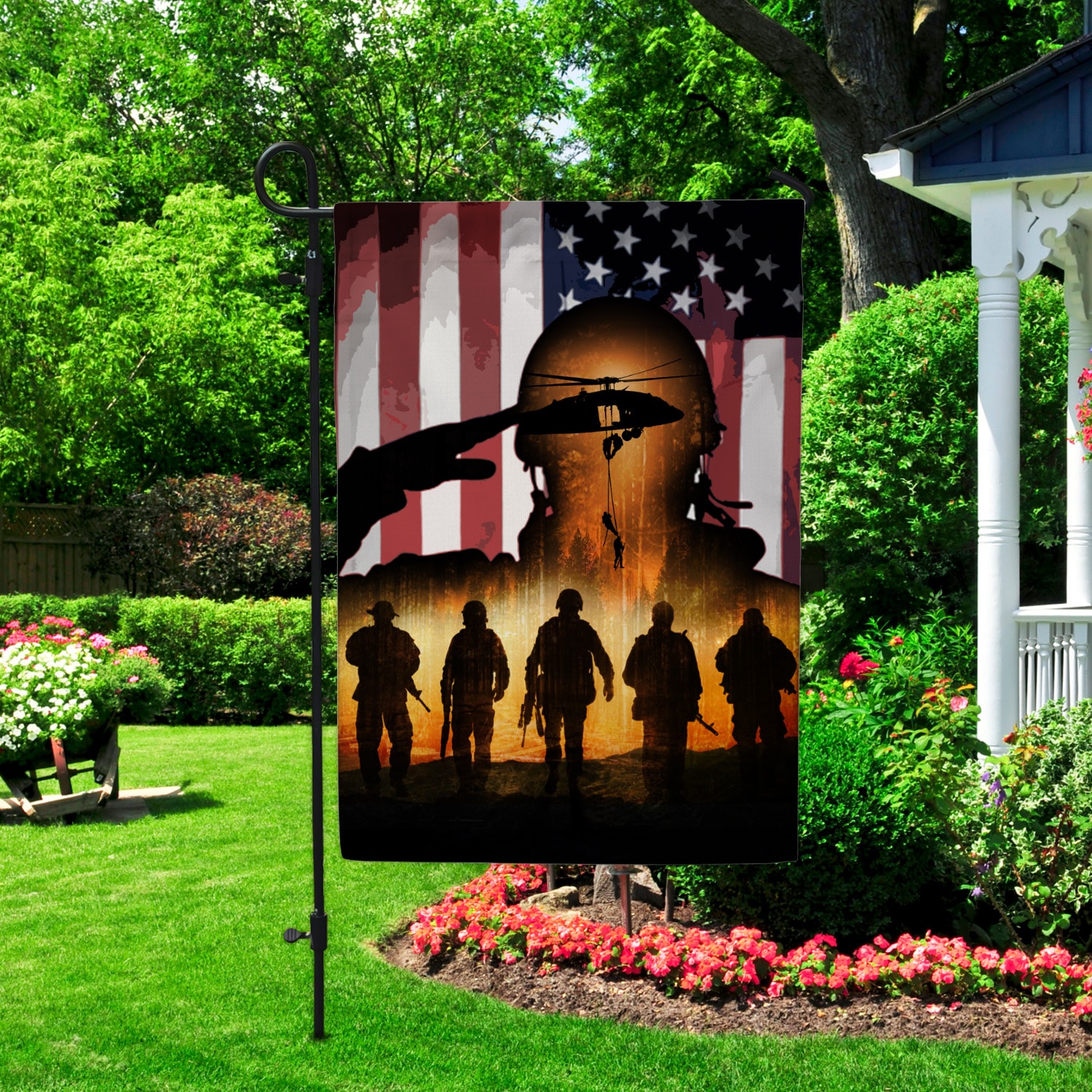 4NH. American Veteran Flag Garden Flag Mockup 2