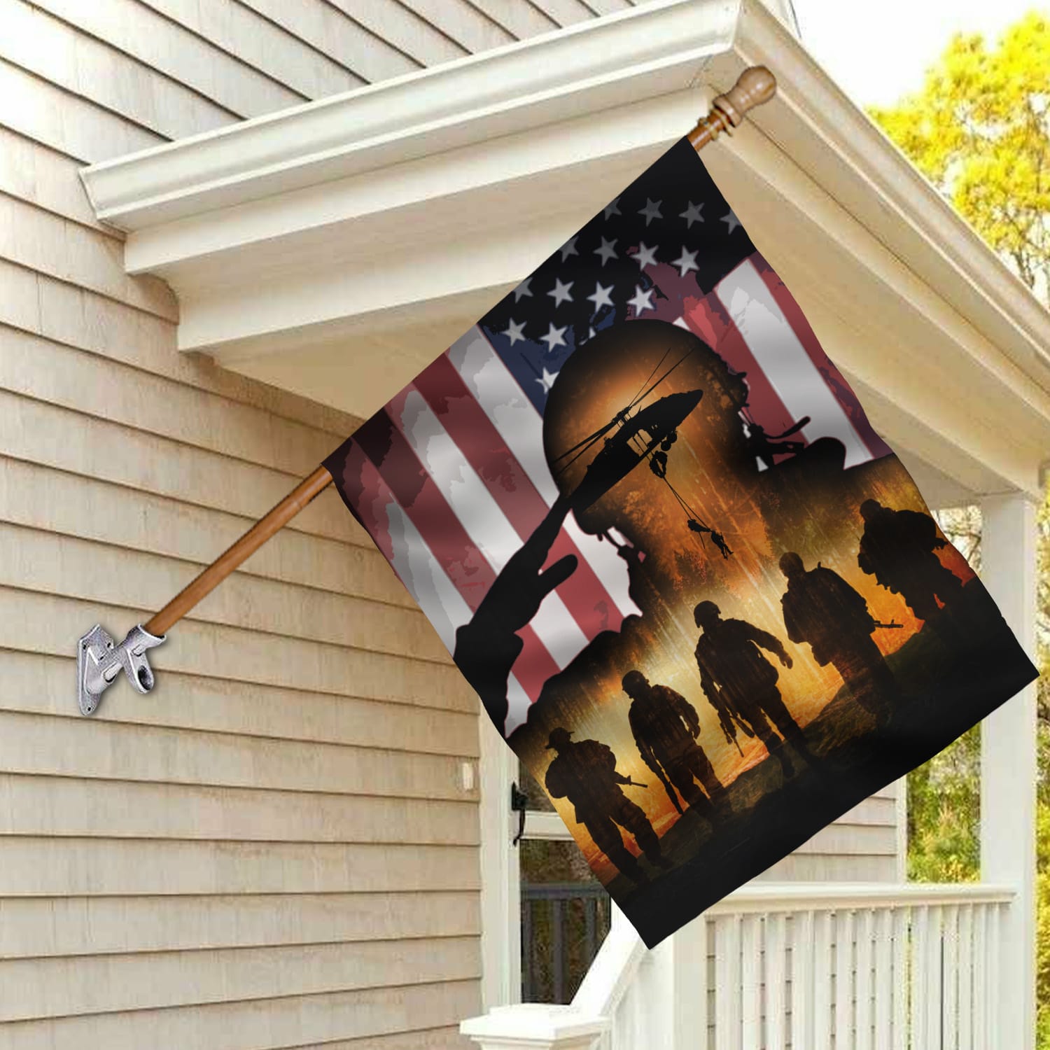 4NH. American Veteran Flag House Flag Mockup 2