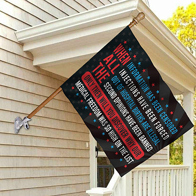 Alternative view of American Medical Freedom No Vaccine Mandates Decorative Indoor Outdoor Flag - House Flag