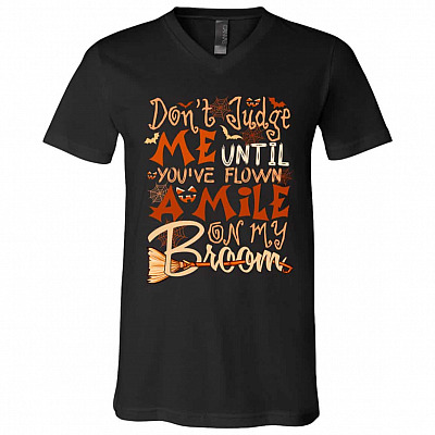4KNG. on my broom, Black, V-Neck T-Shirt