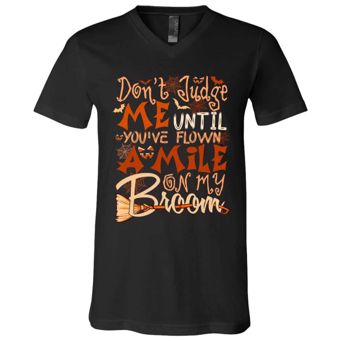 4KNG. on my broom, Black, V-Neck T-Shirt