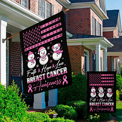 Alternative view of Faith Hope Love Pink Ribbon Breast Cancer Awareness Garden Flag - House Flag - Wall Flag