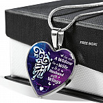 I'm Not A Widow I'm A Wife To A Husband With Butterfly Wings Heart Pendant Necklace - In Memory Of Husband Remembrance Necklace