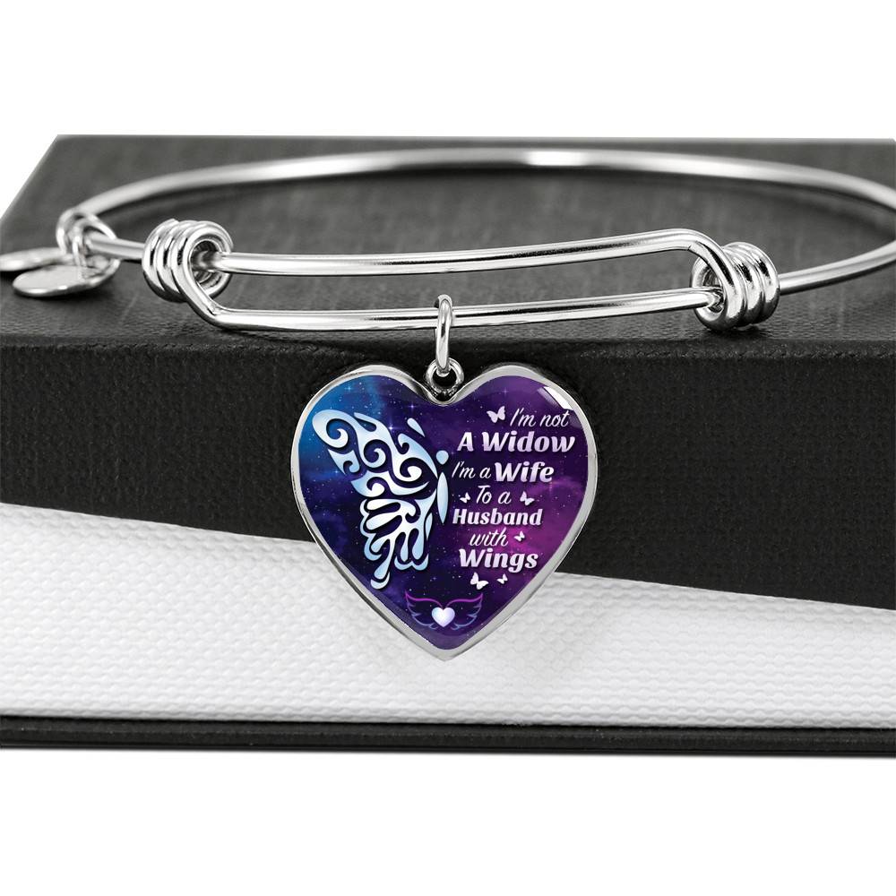 I'm Not A Widow I'm A Wife To A Husband With Butterfly Wings Heart Pendant Necklace - In Memory Of Husband Remembrance Necklace