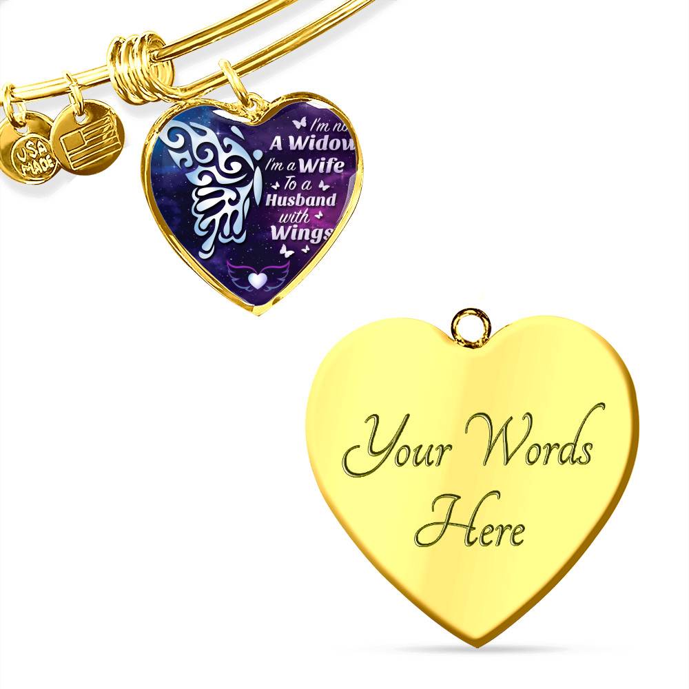 I'm Not A Widow I'm A Wife To A Husband With Butterfly Wings Heart Pendant Necklace - In Memory Of Husband Remembrance Necklace
