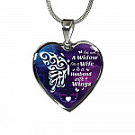 I'm Not A Widow I'm A Wife To A Husband With Butterfly Wings Heart Pendant Necklace - In Memory Of Husband Remembrance Necklace
