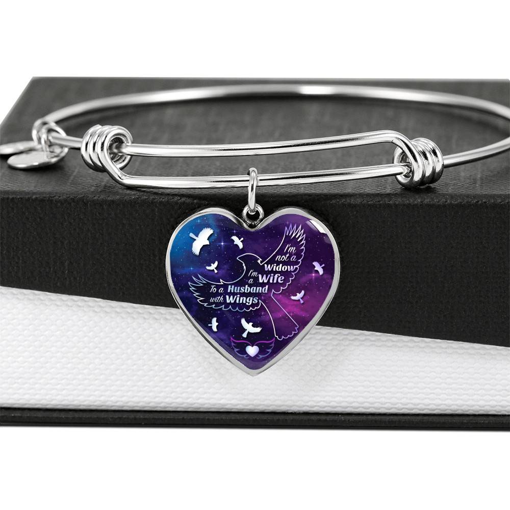 I'm Not A Widow I'm A Wife To A Husband With Cardinal Wings Heart Pendant Necklace - In Memory Of Husband Remembrance Necklace