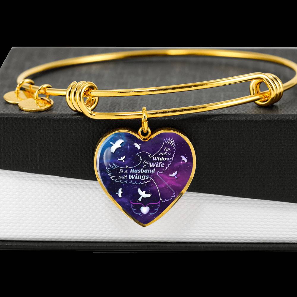 I'm Not A Widow I'm A Wife To A Husband With Cardinal Wings Heart Pendant Necklace - In Memory Of Husband Remembrance Necklace