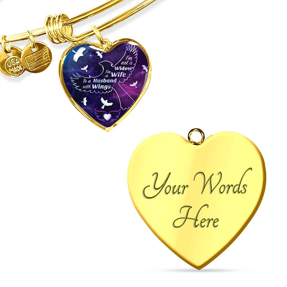I'm Not A Widow I'm A Wife To A Husband With Cardinal Wings Heart Pendant Necklace - In Memory Of Husband Remembrance Necklace
