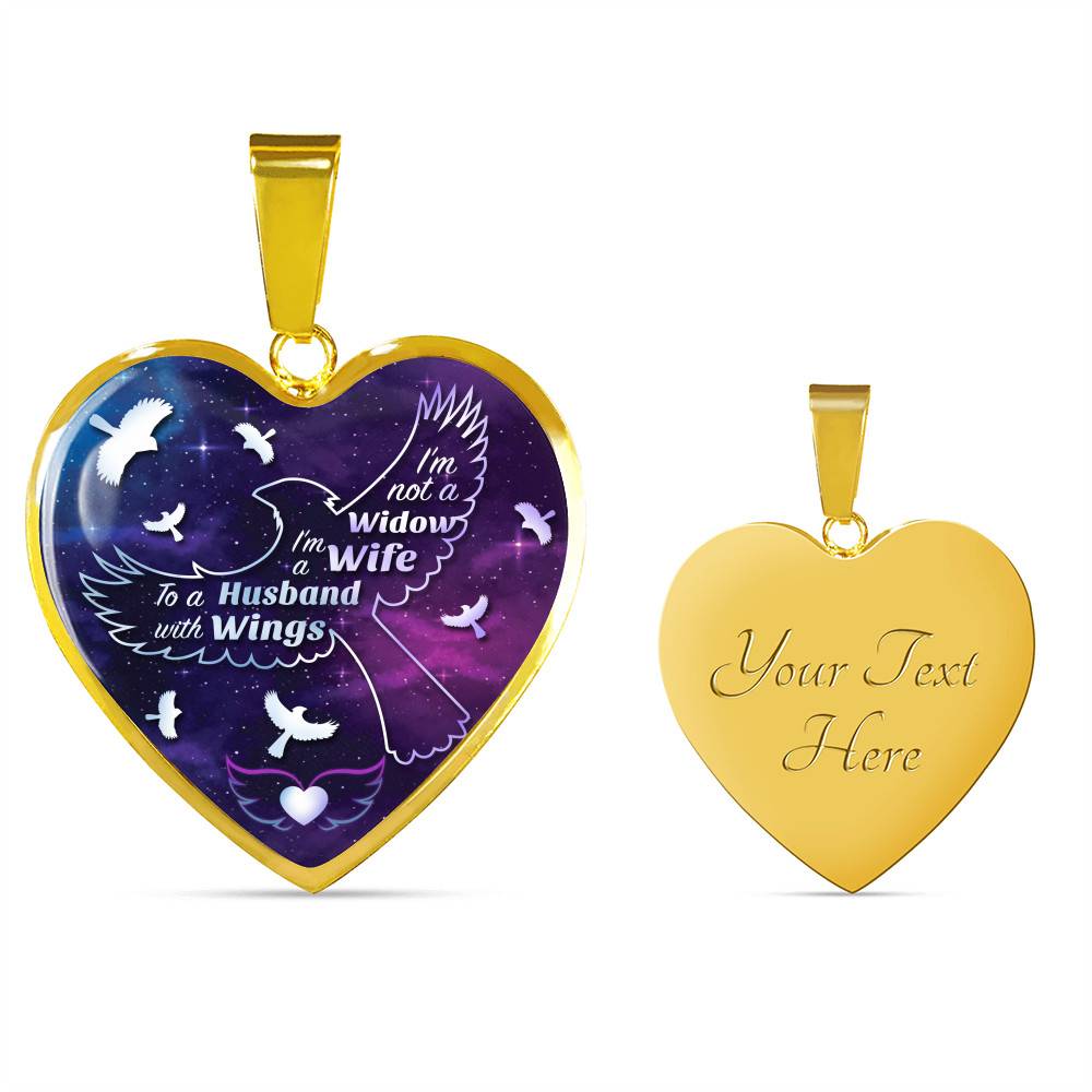 I'm Not A Widow I'm A Wife To A Husband With Cardinal Wings Heart Pendant Necklace - In Memory Of Husband Remembrance Necklace