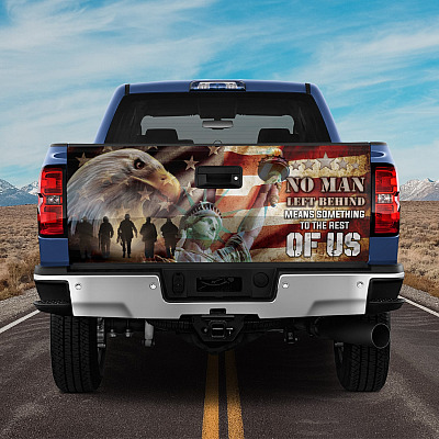 Alternative view of Proud US Soldiers Veteran American Patriotic Truck Tailgate Decal Sticker Wrap - No Man Left Behind Vinyl Graphic Decal Bumper Sticker