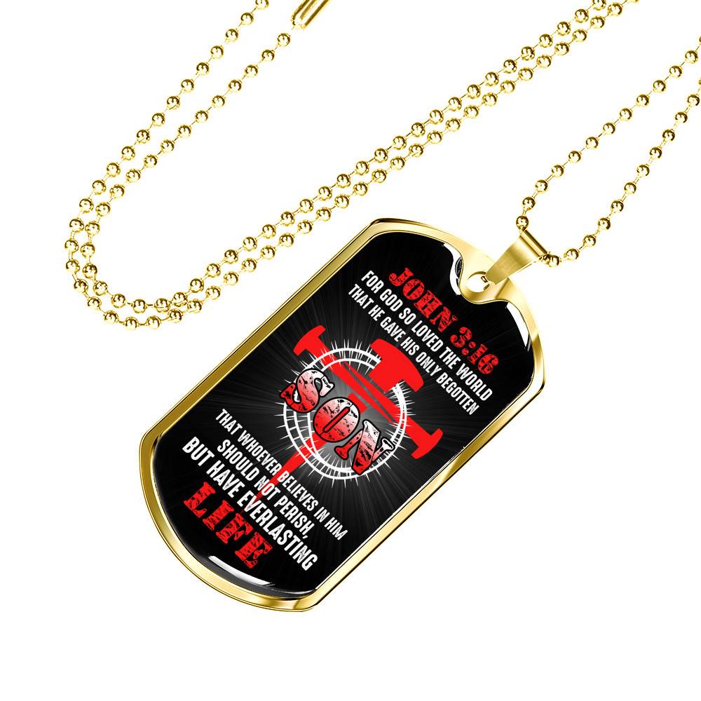 For God So Loved The World That He Gave His Only Begotten Son Dog Tag Pendant Necklace