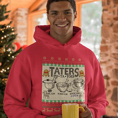 Alternative view of Funny Tater Potatoes Meme Boil Em Mash Em Stick Em In A Stew Saying Christmas Ugly Hoodie Sweatshirt T-Shirt