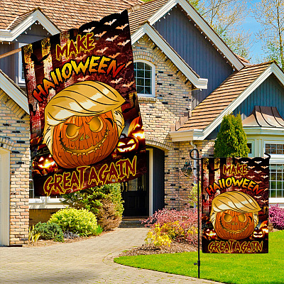 Alternative view of Make Halloween Great Again Decorative Garden Flag - Indoor Outdoor Flag - House Flag - Trump Halloween American Flag
