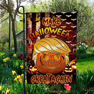 Make Halloween Great Again Decorative Garden Flag - Indoor Outdoor Flag - House Flag - Trump Halloween American Flag