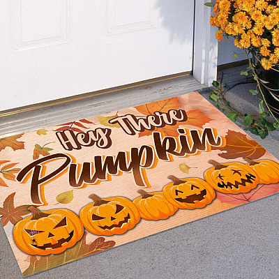 Alternative view of Hey There Pumpkin House Doormat - Outdoor Indoor Doormat - Pumpkin Fall Doormat - Pumpkin Halloween Doormat