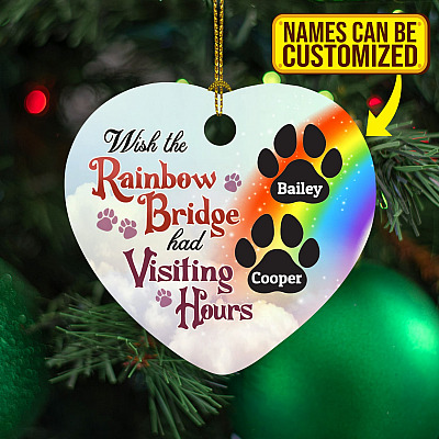 Alternative view of Custom Wish The Rainbow Bridge Had Visiting Hours Christmas Ornament Keepsake - Dog Memorial Heart Ornament
