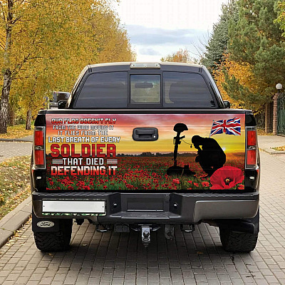 Alternative view of Veterans Memorial Day Poppy Remembrance Day Truck Tailgate Decal Sticker Wrap - Lest We Forget Truck Tailgate Wrap