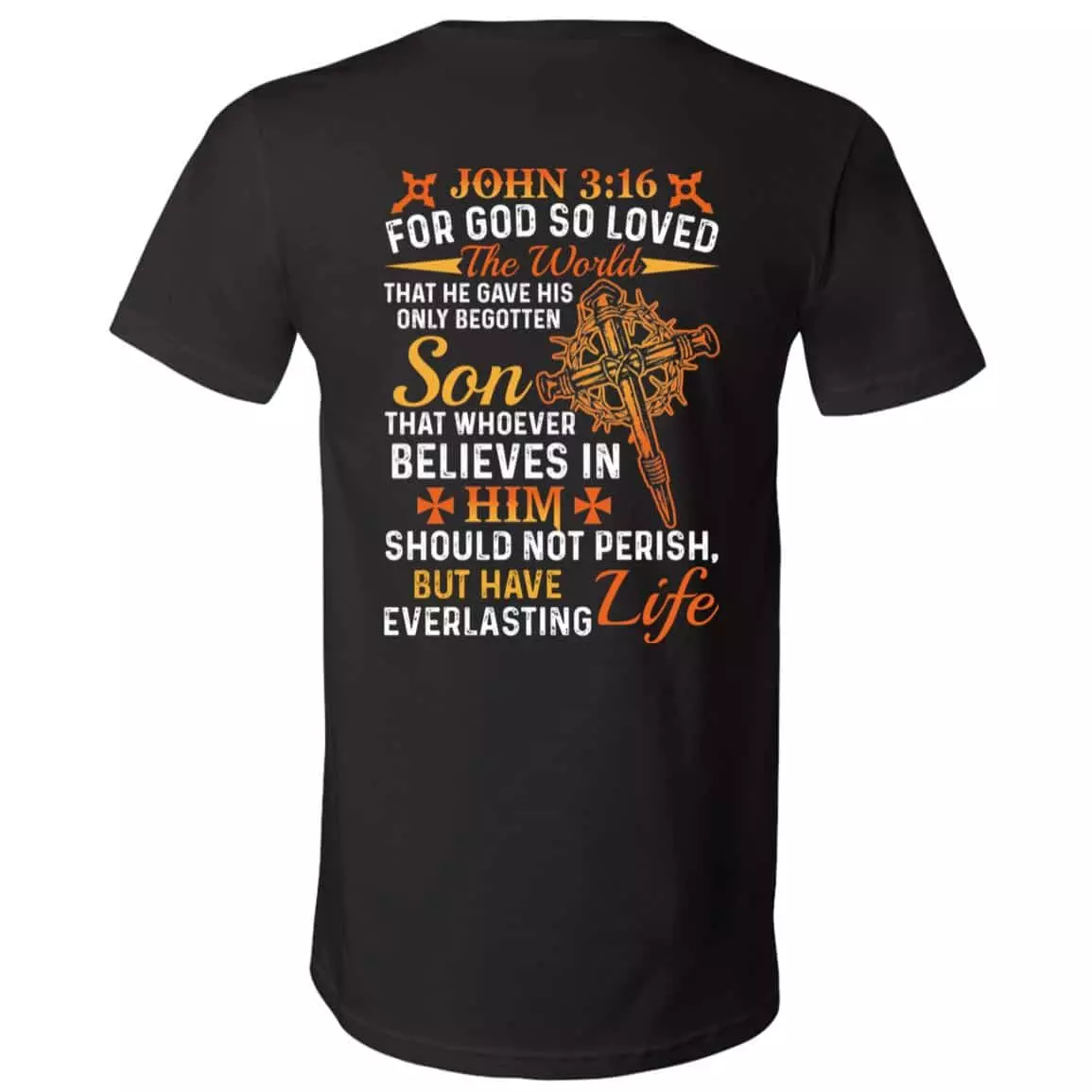 5Th. For God So Loved The World-TEE, Black, V-Neck T-Shirt