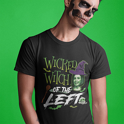 Alternative view of Wicked Witch Of The Left T-shirt - V-Neck Tee - Anti Pelosi Shirt - Funny Witch Halloween Political Shirt