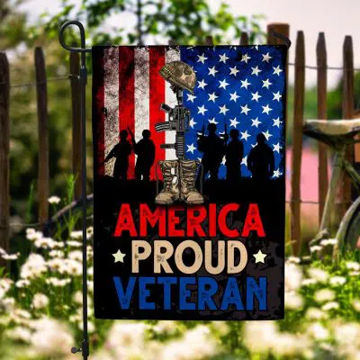 America Proud Veteran American Flag Garden Flag - Veterans Day House Flag