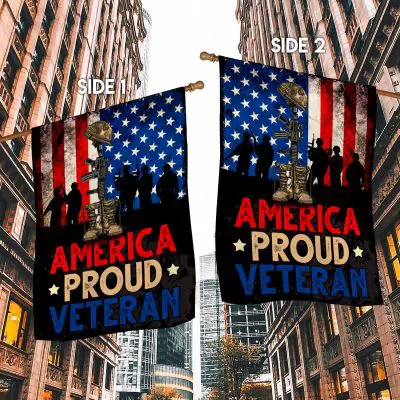 Alternative view of America Proud Veteran American Flag Garden Flag - Veterans Day House Flag
