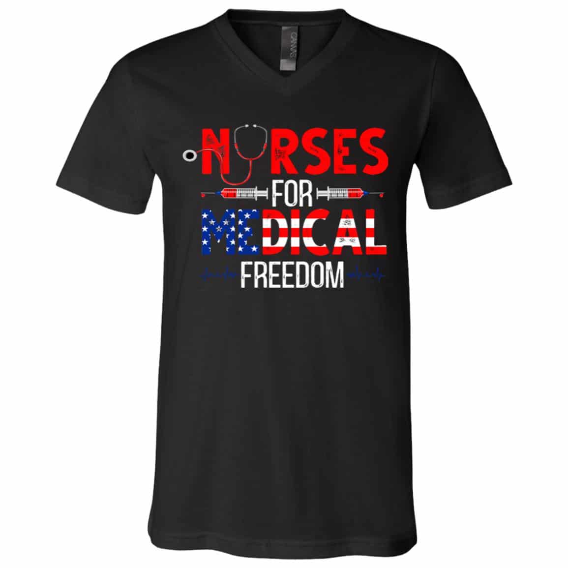 40 HG UU TIEN. Nurse For Medical Freedom, Black, V-Neck T-Shirt