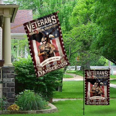 Alternative view of Veterans Just Because We No Longer Wear Our Uniforms Flag - Veterans Memorial Day Garden Flag - House Flag