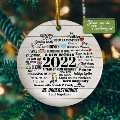 Custom Ornament 2021 a Year of Remembrance Pandemic Commemorative Christmas Ornament - Holiday Flat Circle Ornament