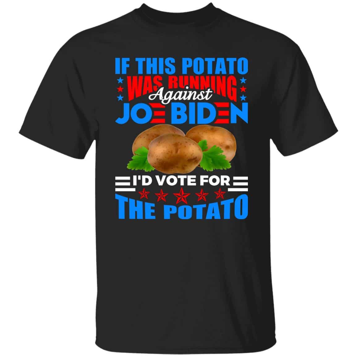 biden potato shirt, Black, Unisex T-Shirt