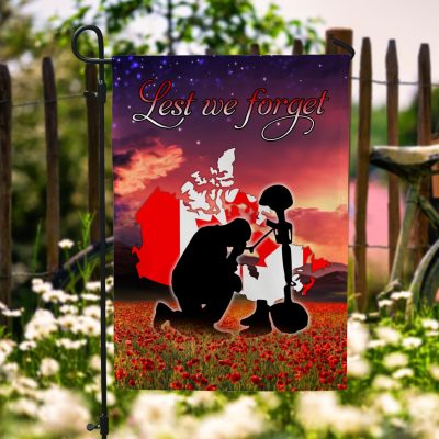 Lest We Forget Poppy Remembrance Day Garden Flag - Canada Veteran Memorial Day House Flag